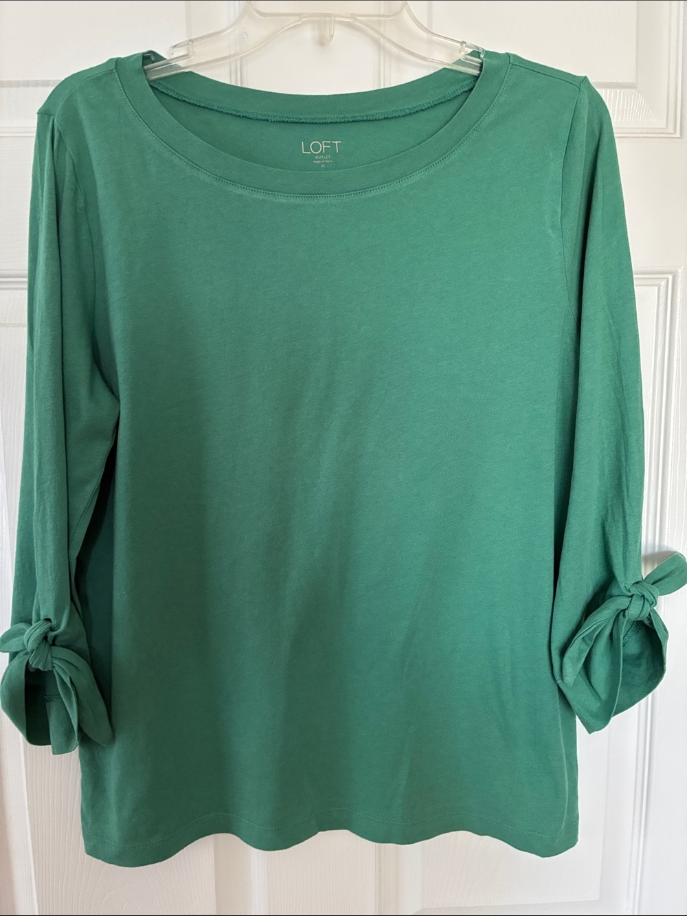 LOFT Outlet Women’s Size M 100% Cotton Green Tie-Sleeve Top